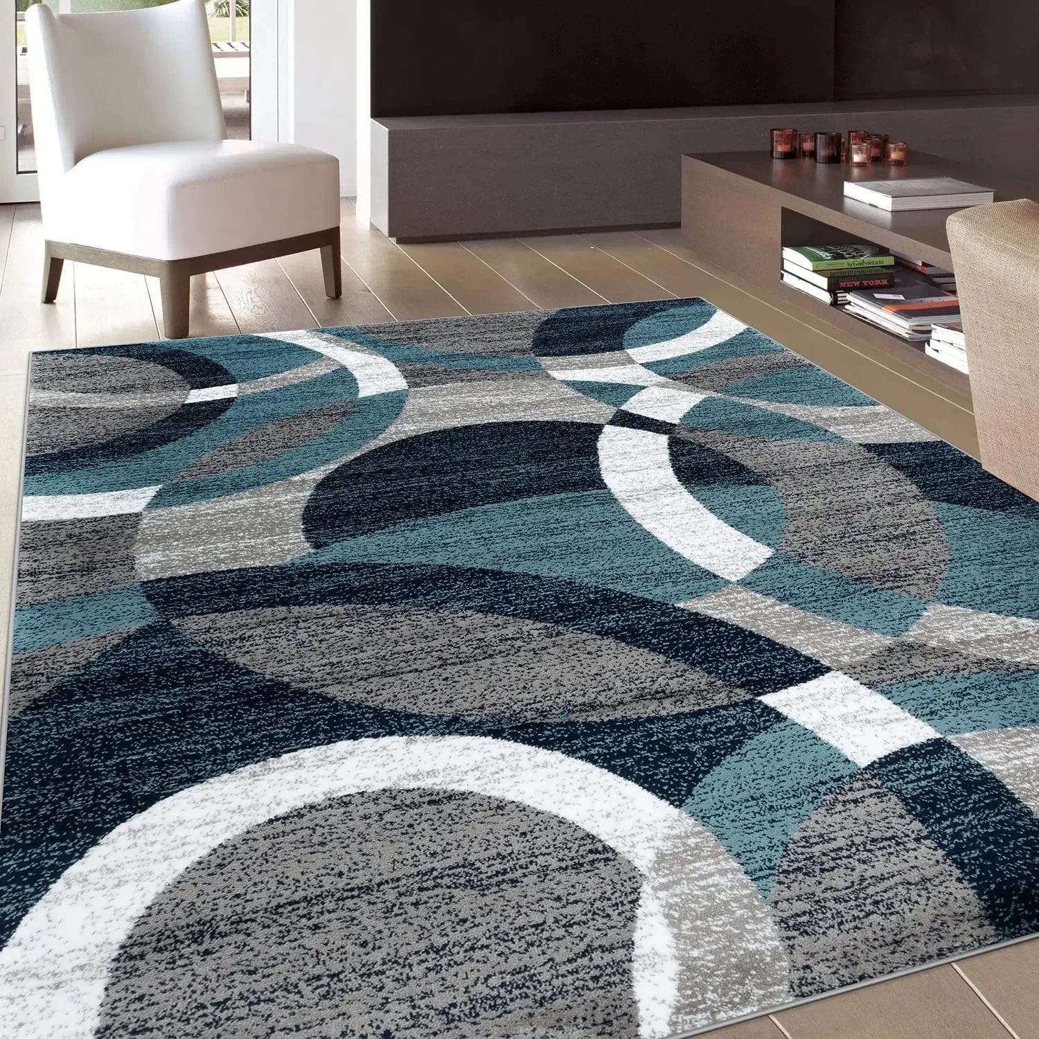 Nordic Orbit Area Rug in Teal