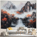 Autumn Falls Japanese Landscape Tapestry