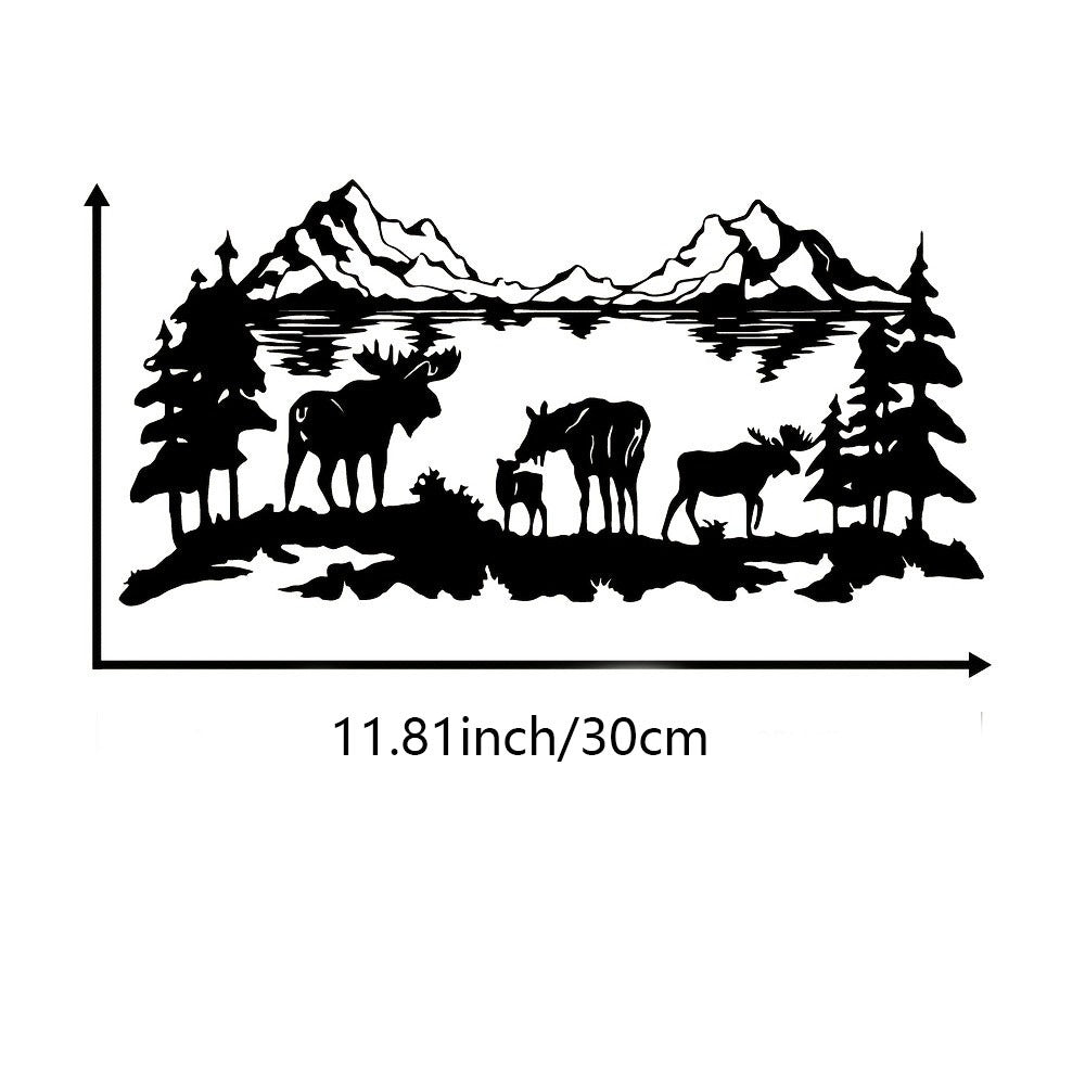 Mountain Wildlife Reflection Metal Wall Art