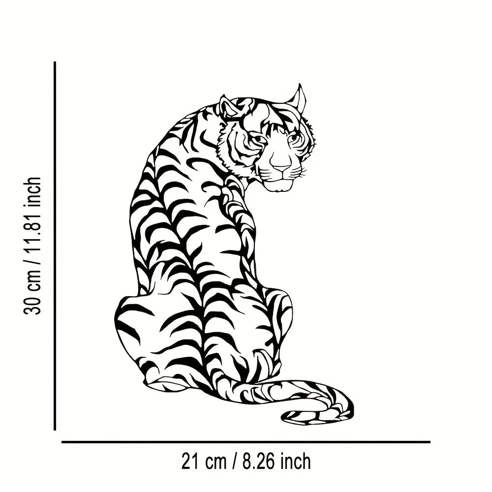 Tribal Tiger Line Art Metal Wall Decor