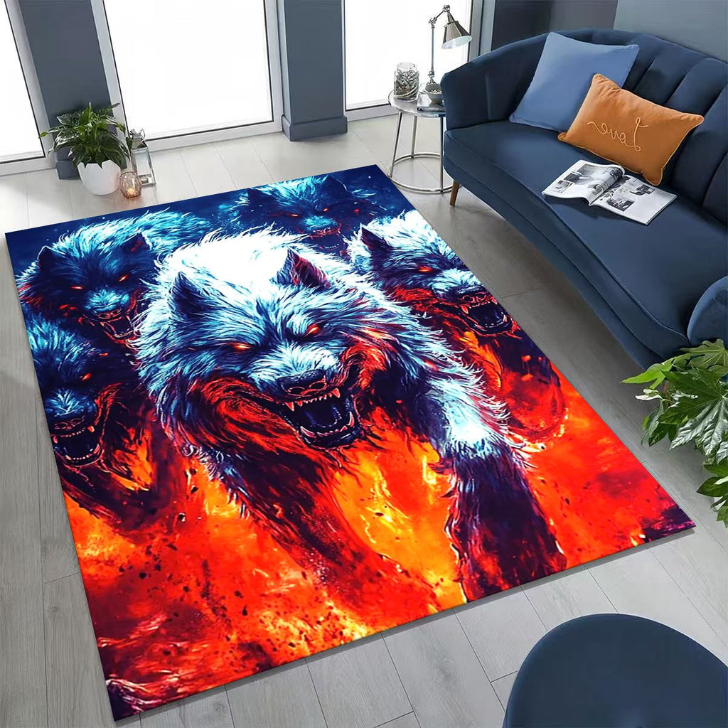 Wolf Fire and Ice Fury Area Rug