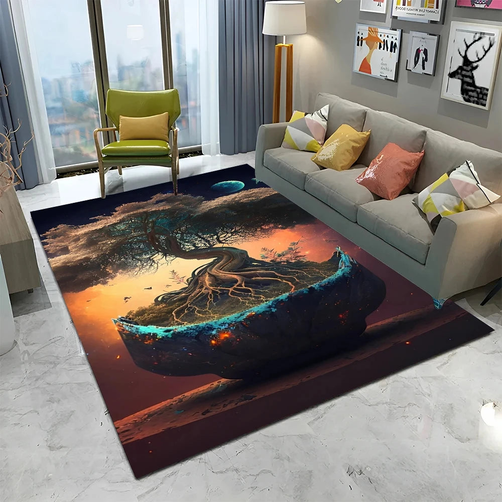 Yggdrasil Cosmic Island Area Rug