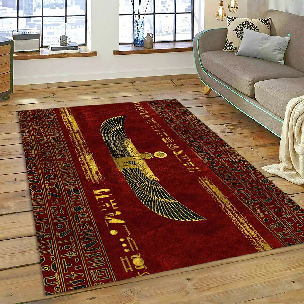 Egyptian Isis Wings Crimson Area Rug