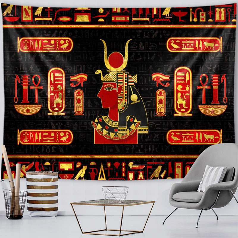 Hathor Crimson Gold Tapestry