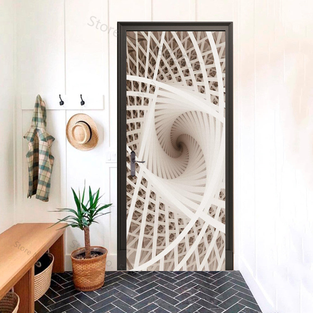 Net Spiral Futuristic 3D Optical Effect Door Sticker