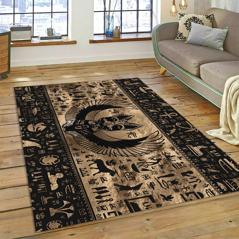 Egyptian Winged Cat Moon Area Rug