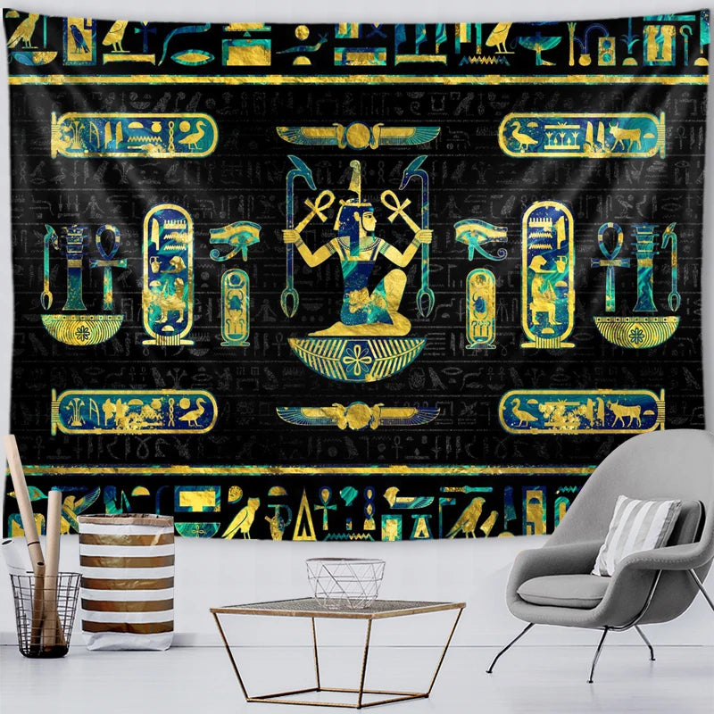 Pharaoh Ankh Gold Tapestry