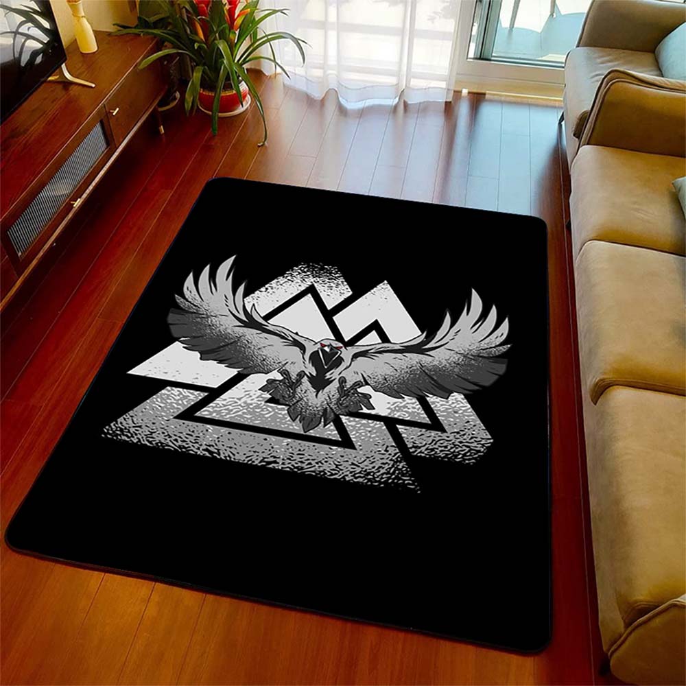 Odin Raven Valknut Area Rug