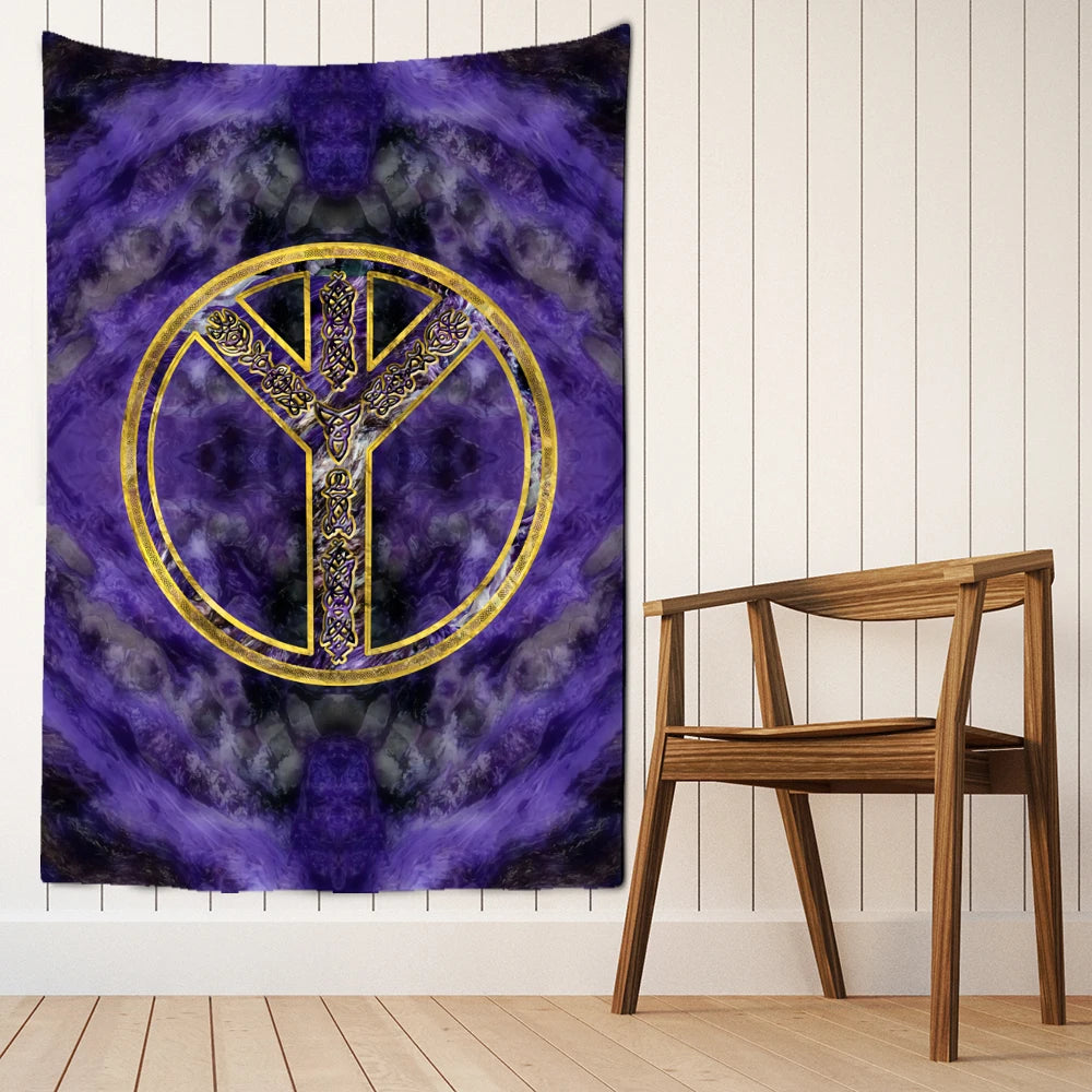 Algiz Gold Purple Tapestry