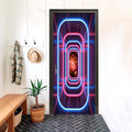 Neon Wormhole Futuristic 3D Optical Effect Door Sticker