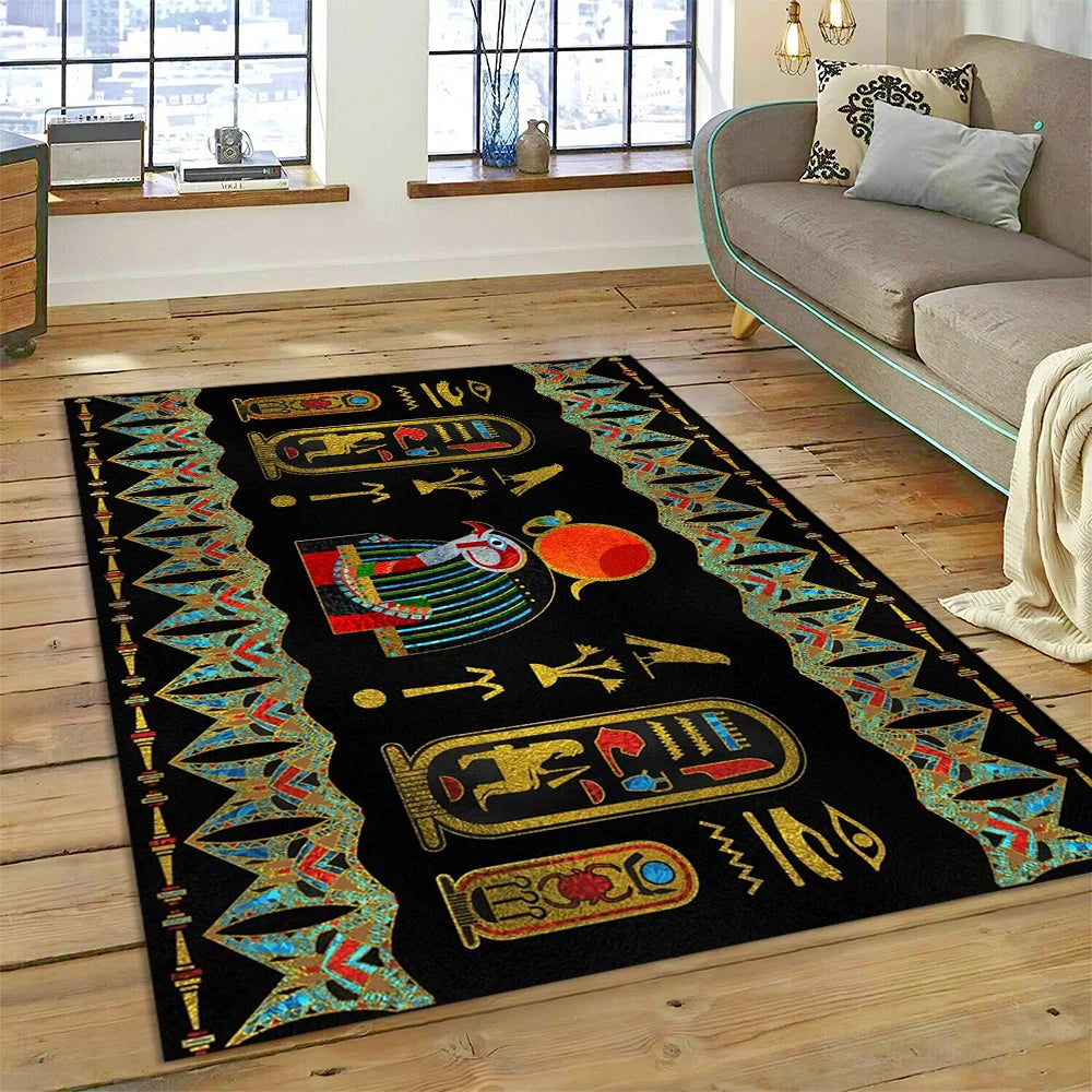 Egyptian Jewel Cartouche Zigzag Area Rug