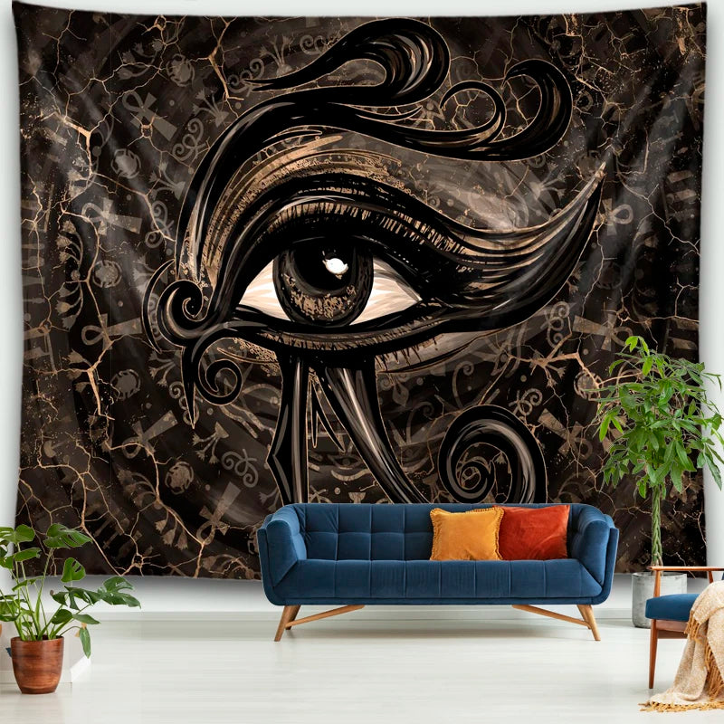 Eye of Horus Dark Marble Tapestry