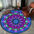 Ultraviolet Mandala Round Rug in Neon