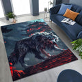 Wolf Red Pagoda Rampage Area Rug
