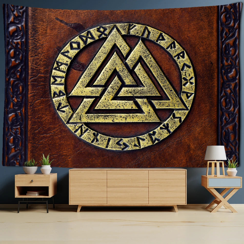 Valknut Leather Gold Tapestry