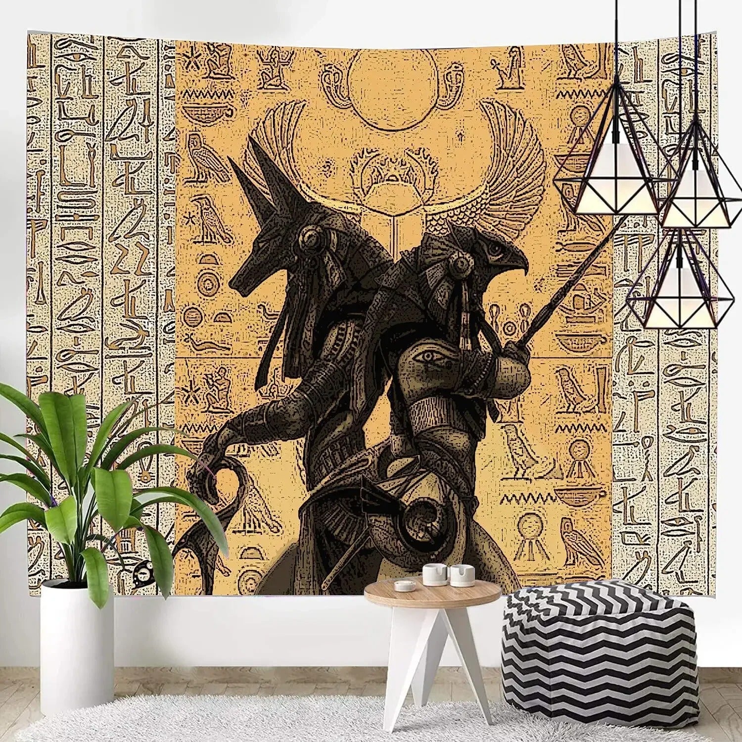 Anubis and Horus Dark Etching Tapestry