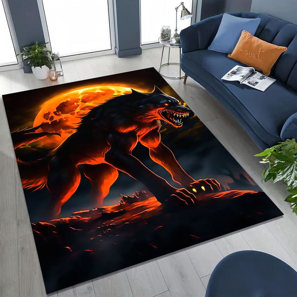 Wolf Blood Moon Rampage Area Rug