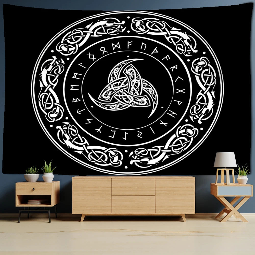Triple Horn Dragon Circle Tapestry