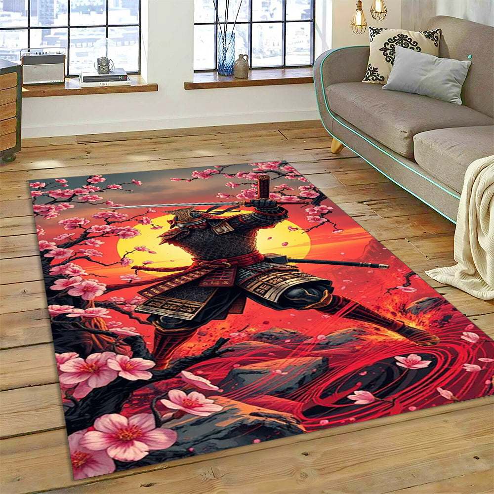 Samurai Golden Sakura Dusk Area Rug