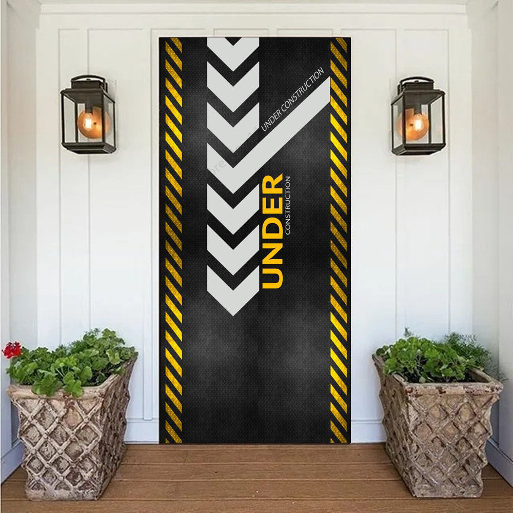 Under Construction Warning 3D Optical Effect Door Sticker