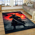 Samurai Crimson Raven Vigil Area Rug