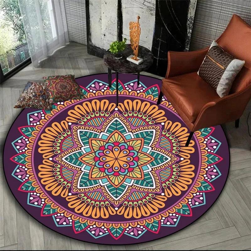 Spice Market Mandala Round Rug in Violet
