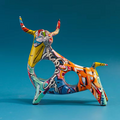 Colorful Graffiti Bull Sculpture