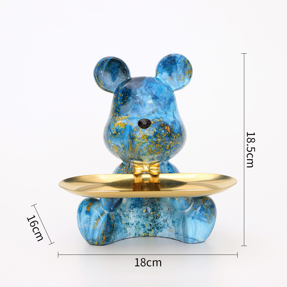 Luxury Marble Teddy Bear Tray Statue