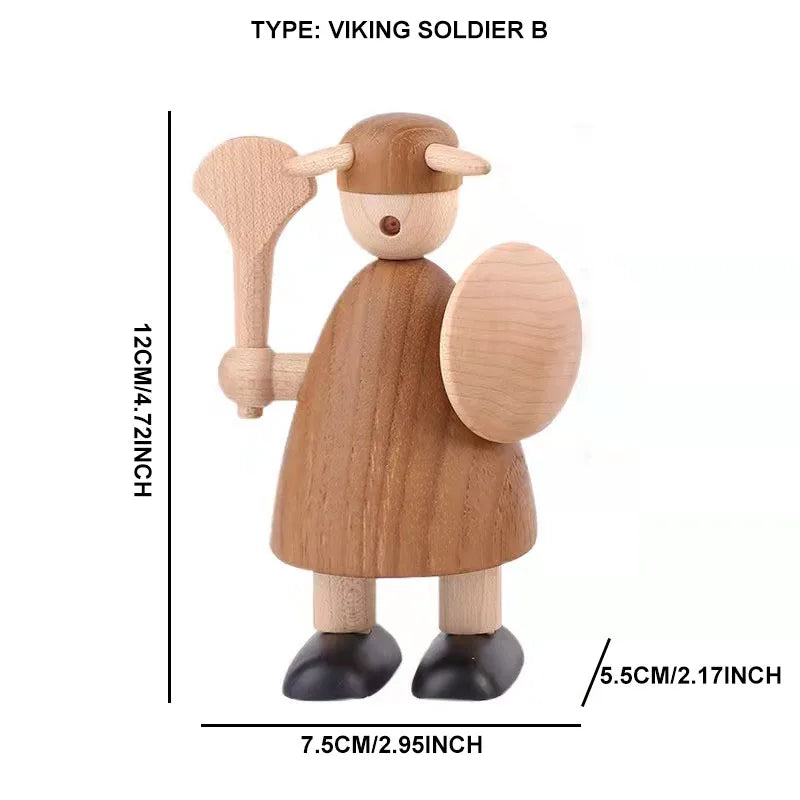 Cute Nordic Wooden Viking Figurines