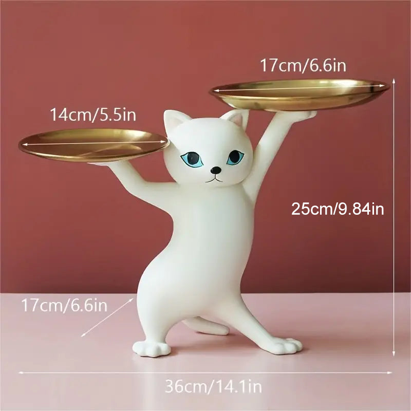 Cute Cat Butler Tray Sculpture
