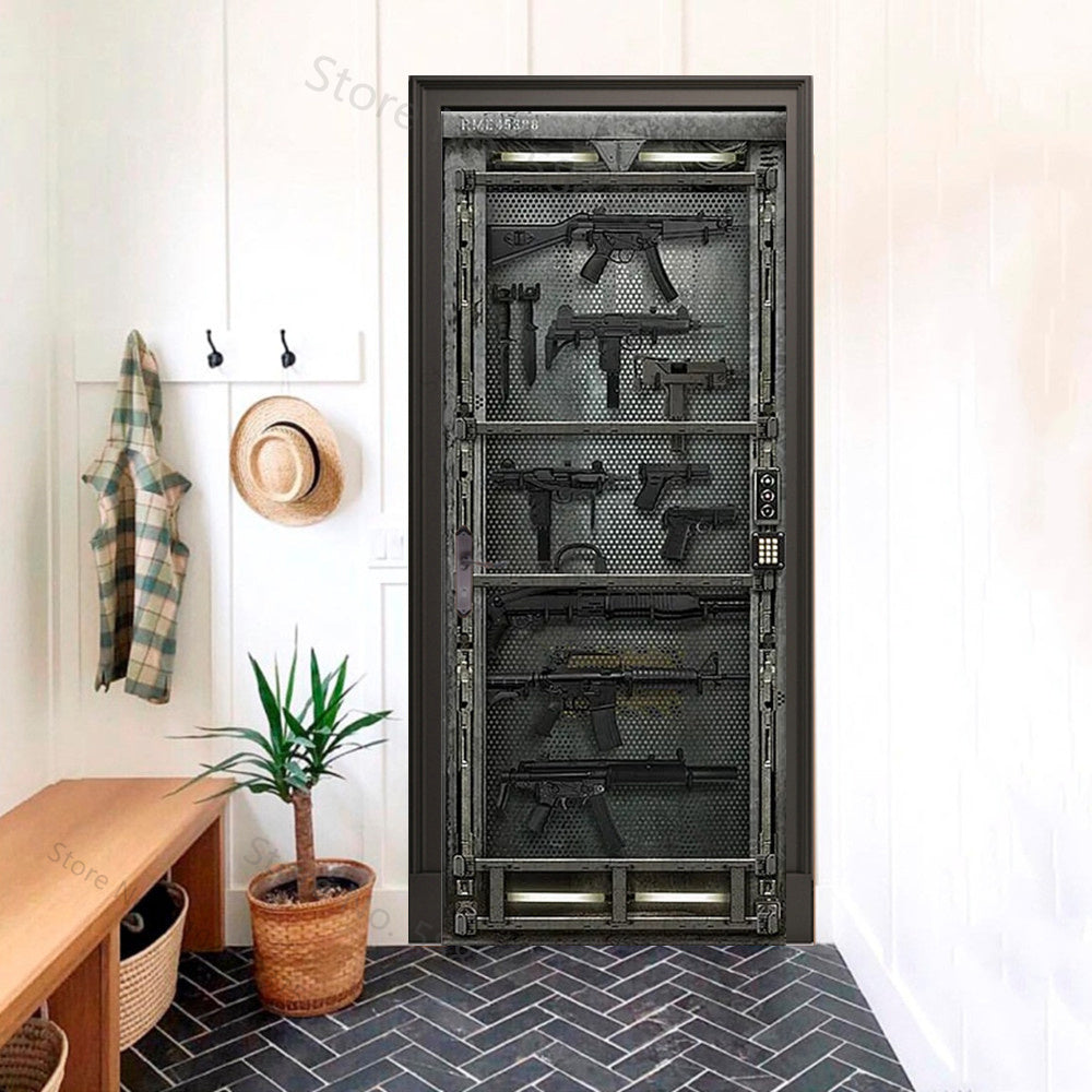 Weapon Stand Futuristic 3D Optical Effect Door Sticker