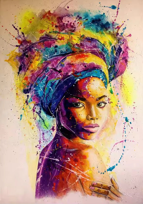 Watercolour Bloom African Woman Canvas