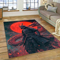 Samurai Blood Moon Dragon Area Rug