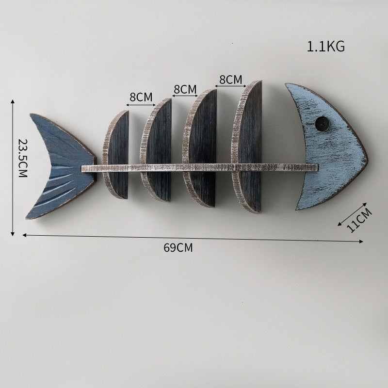 Nordic Wooden Fish Bone Shelves Décor