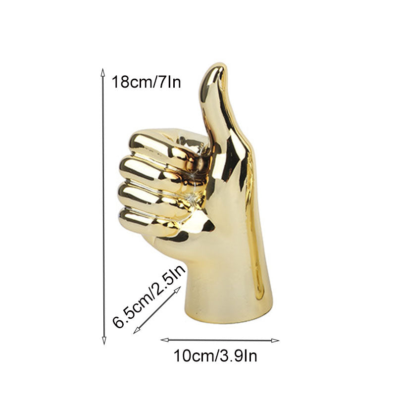 Modern Golden Hand Gesture Sculpture Set