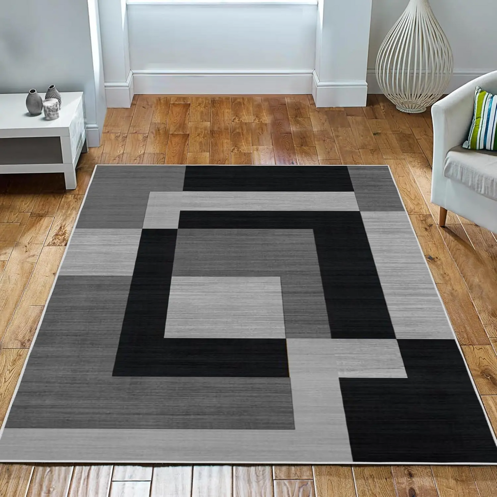 Modern Geometric Grey Area Rug