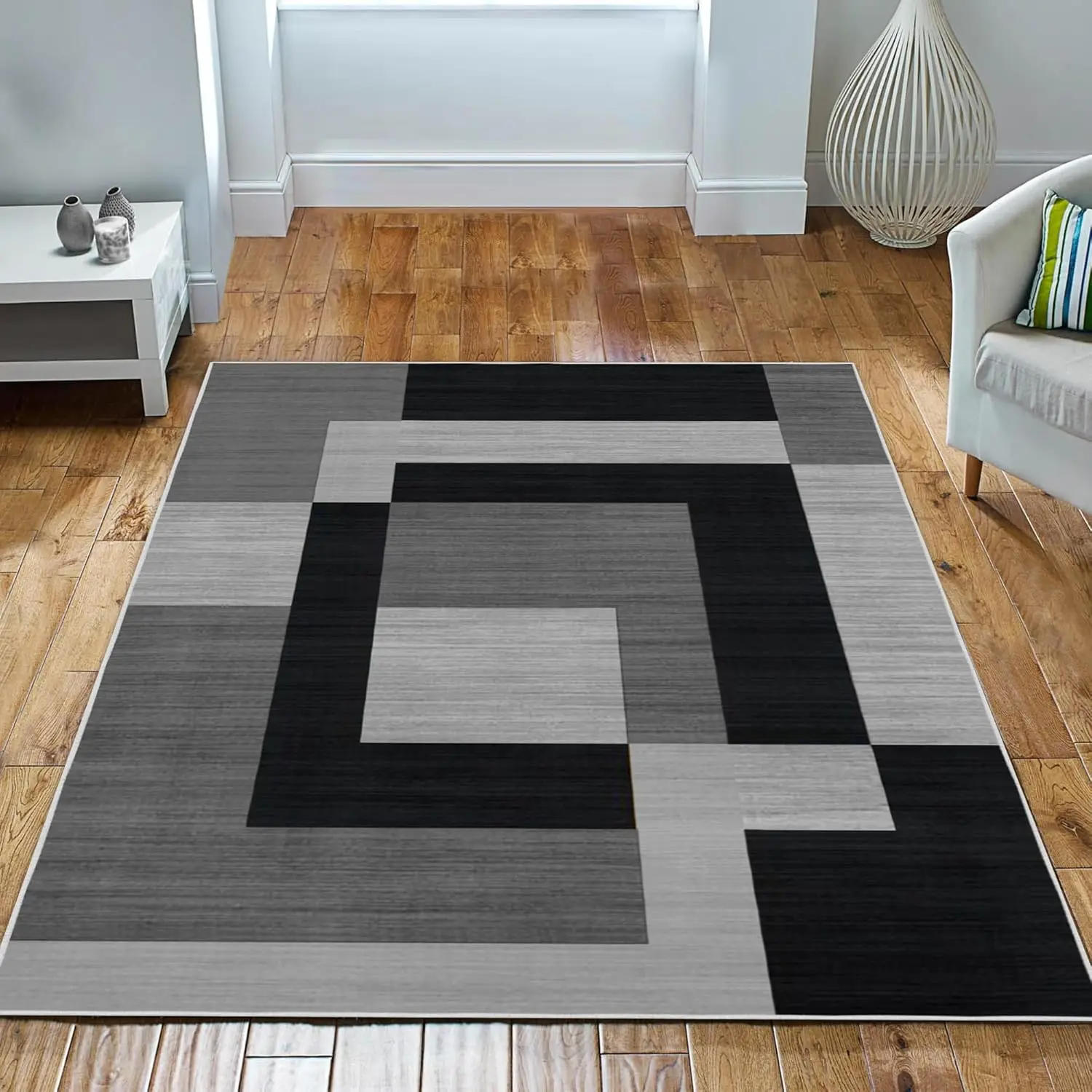 Modern Geometric Grey Area Rug