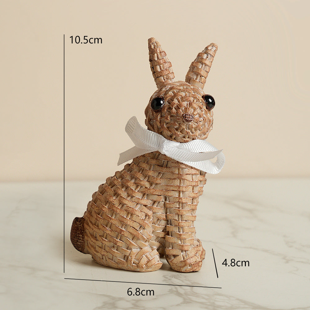 Woven Rattan Rabbit Bunny Statue