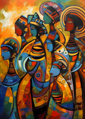 Cubist Gathering African Women Canvas