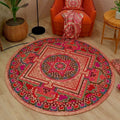 Bohemian Rose Mandala Round Rug