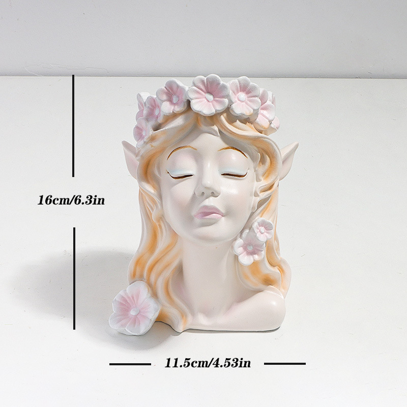 Floral Angel Head Planter Statue