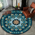 Mosaic Mandala Round Rug in Ottoman Turquoise