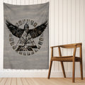 Raven Valknut Rune Circle Tapestry