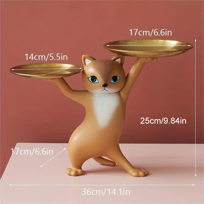 Cute Cat Butler Tray Sculpture