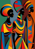 Geometric Trio African Women Canvas