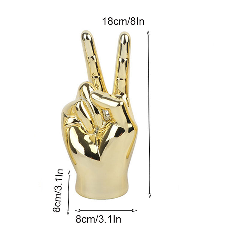 Modern Golden Hand Gesture Sculpture Set