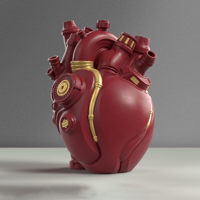 The Singularity's Heart Modern Futuristic Sculpture