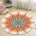 Floral Mandala Round Rug in Coral and Mint