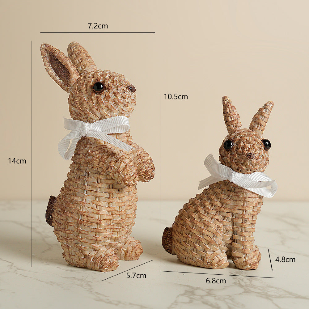 Woven Rattan Rabbit Bunny Statue