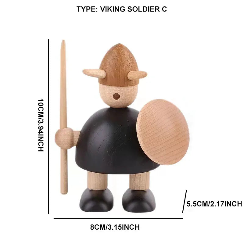 Cute Nordic Wooden Viking Figurines
